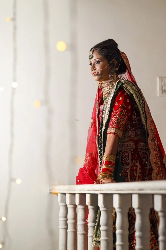 A quiet bridal portrait by the window